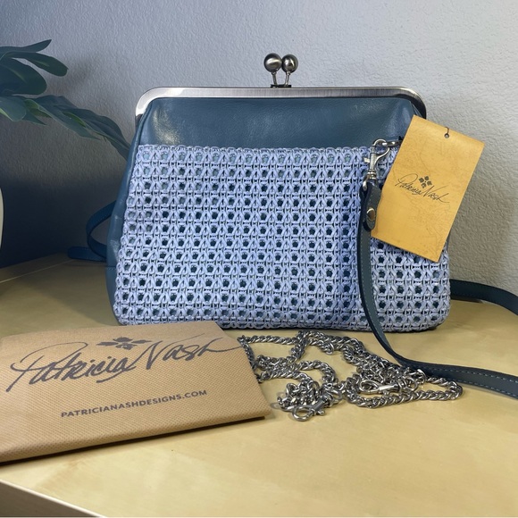 Patricia Nash Casini Leather Frame Satchel - Blue Looped Weave - Picture 5 of 8